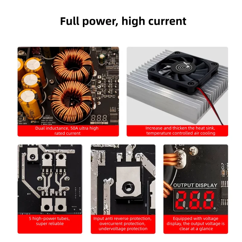 Módulo de potencia de refuerzo de alta corriente, 1200W, 50A, amplificador de audio de doble inductancia, fuente de alimentación dedicada PW1200