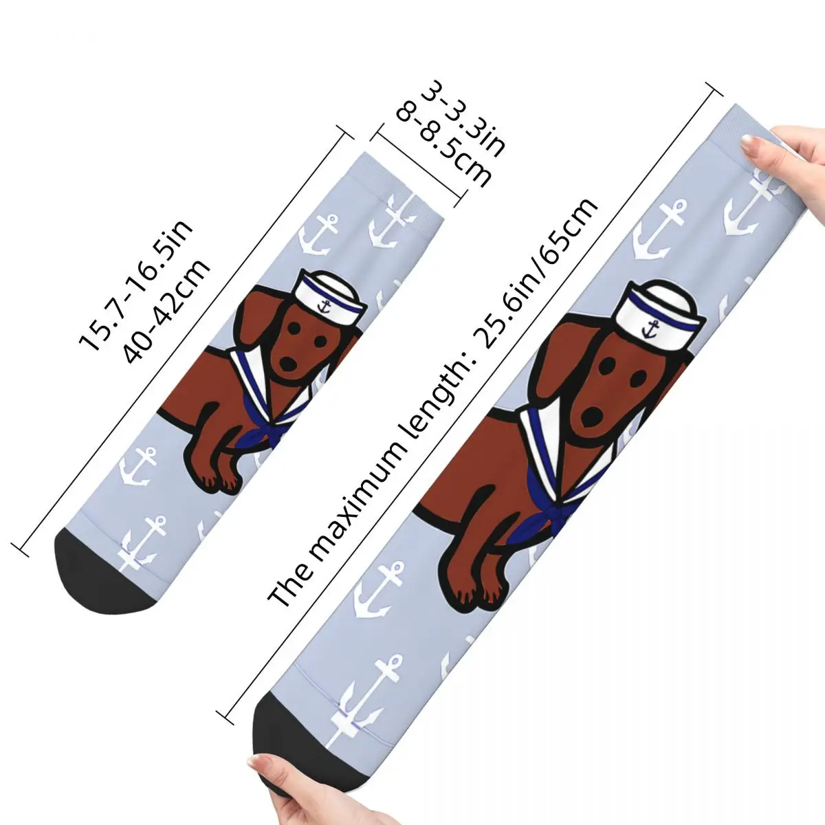 Hip Hop Retro Red Smooth Sailor Crazy Men's Socks Dachshund Pet Dog Unisex Street Style Pattern Printed Crew Sock Boys Gift