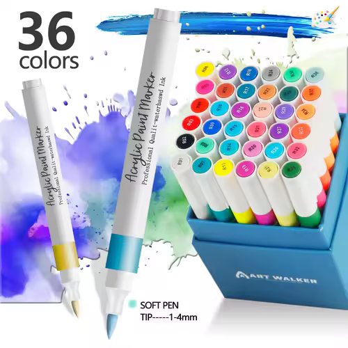 12/24 Colors Soft Headed Different Color Acrylic Marker Pen, Color Art Graffiti Pen, Waterproof, Opaque, Water-Based Soft Headed - Image 11