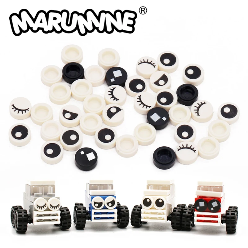 

Marumine MOC Cartoon Eyes 200PCS 4 Kinds Model Accessories Emotional Expression 1x1 Round Parts Compatible with 98138 Bricks