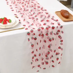 Strawberry Theme Birthday Table Runner Strawberry Birthday Decoration Mesh Table Runner Baby Shower Strawberry Party Supplies