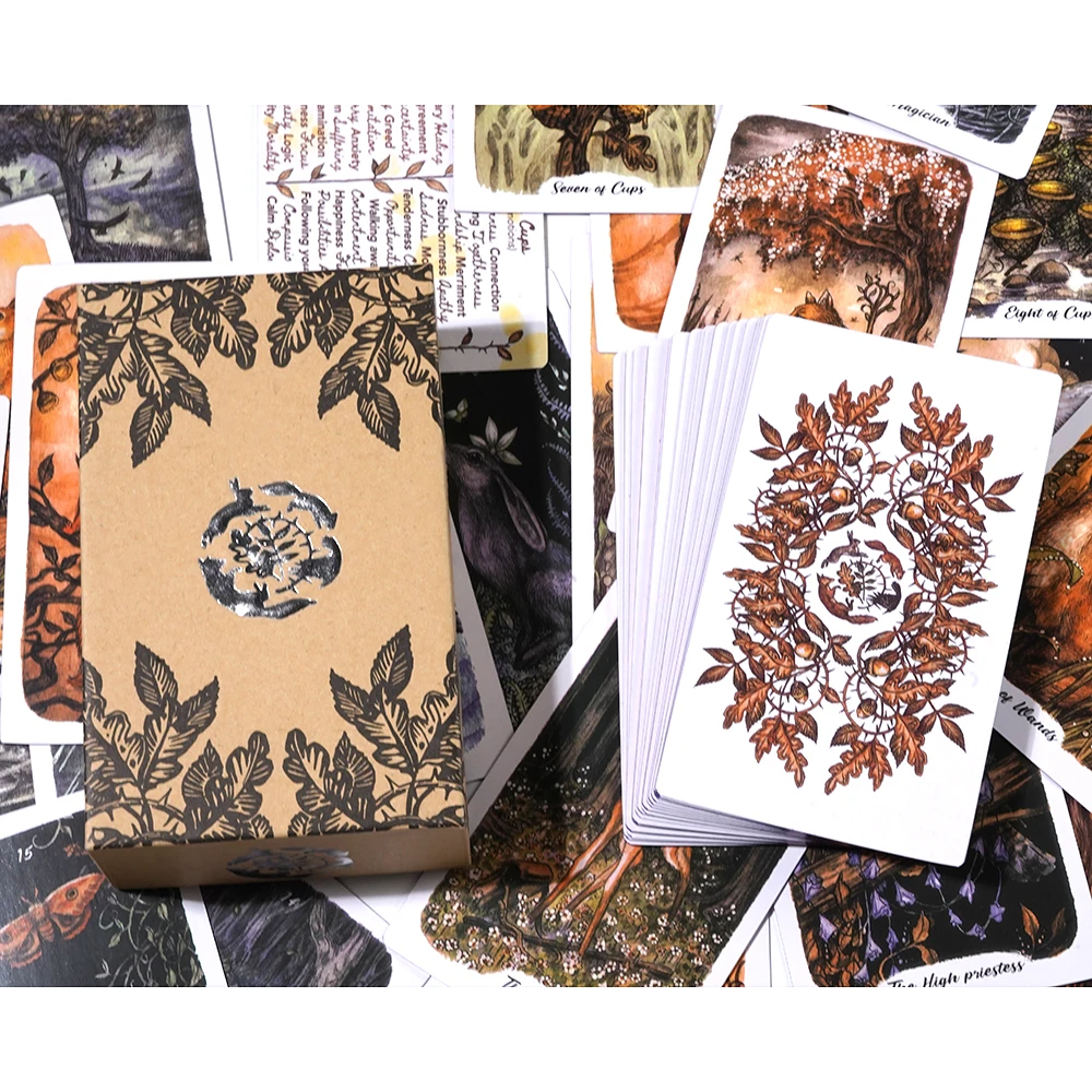 Oak Ash Thorn Tarot Deck Gilded Edge Hardcover Standard Size 12X7CM Fortune Telling Game Divination Tools Gift