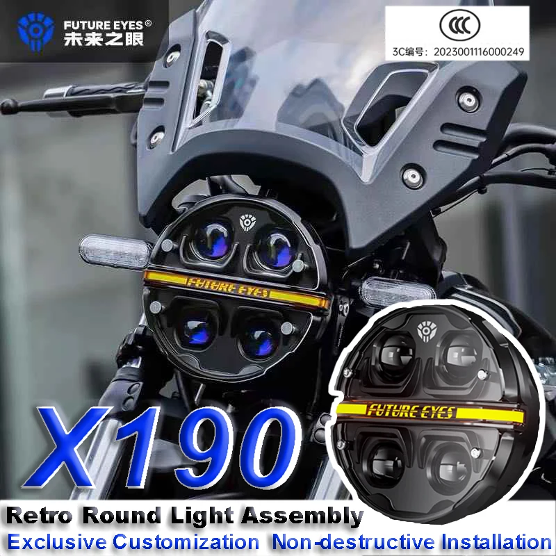 FUTURE EYES X190 Retro Motorcycle Headlight Assembly with DRL