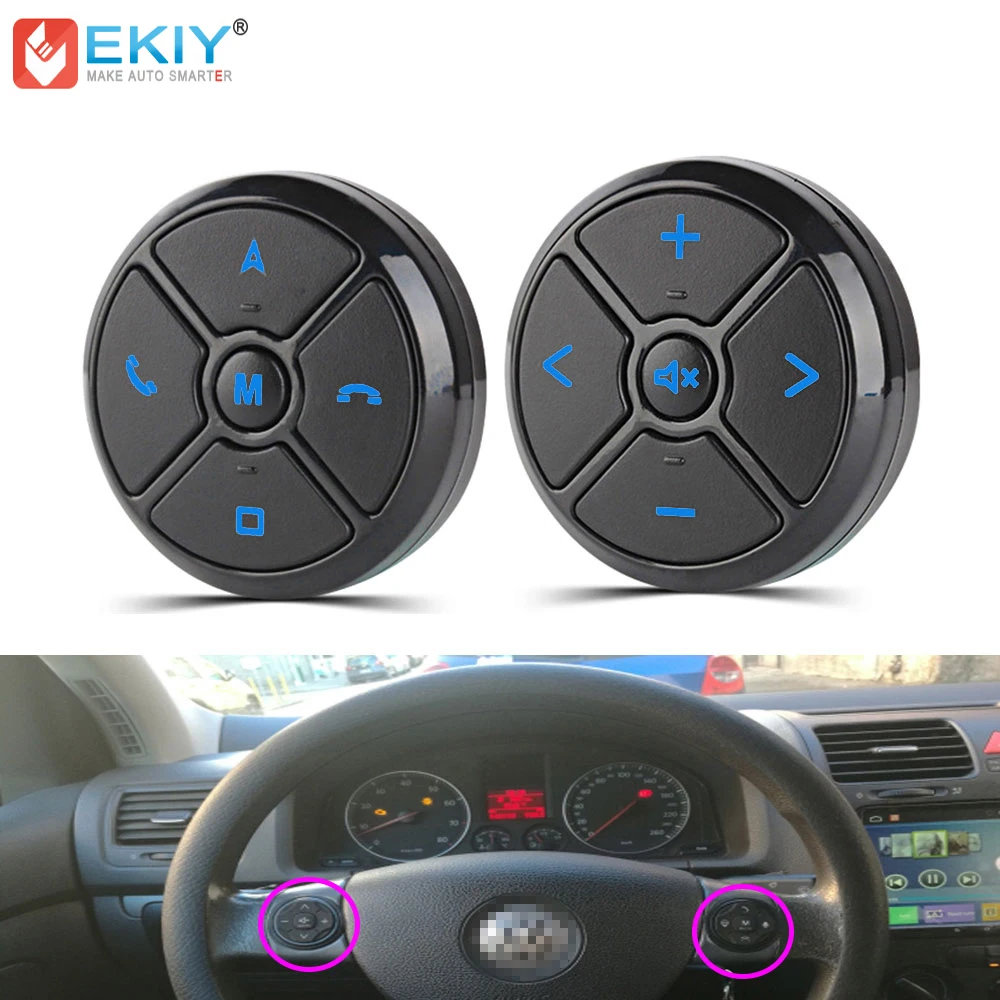 

EKIY Universal Car Steering Wheel Control Key Smart Wireless Remote Control Button for Car Radio Navigation DVD GPS Multimedia