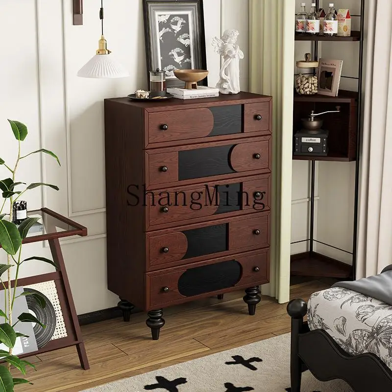 

CL medieval style solid wood five-bucket entry door shoes living room entrance storage retro meal multi-functional side cabinet