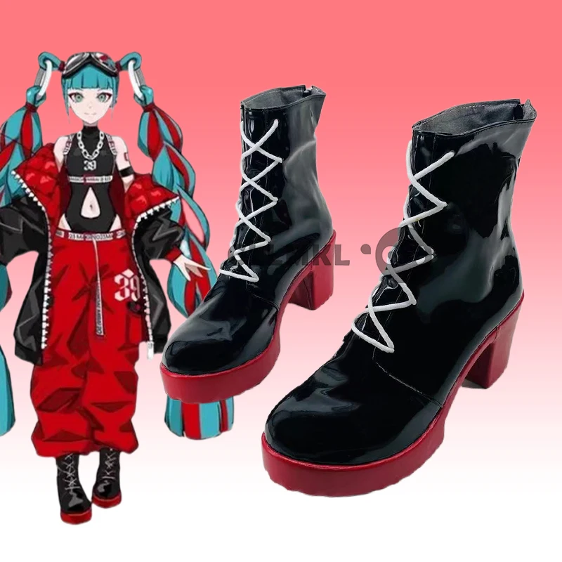 

Magical Mirai Cosplay Black Shoes PU Halloween Boots Custom Made