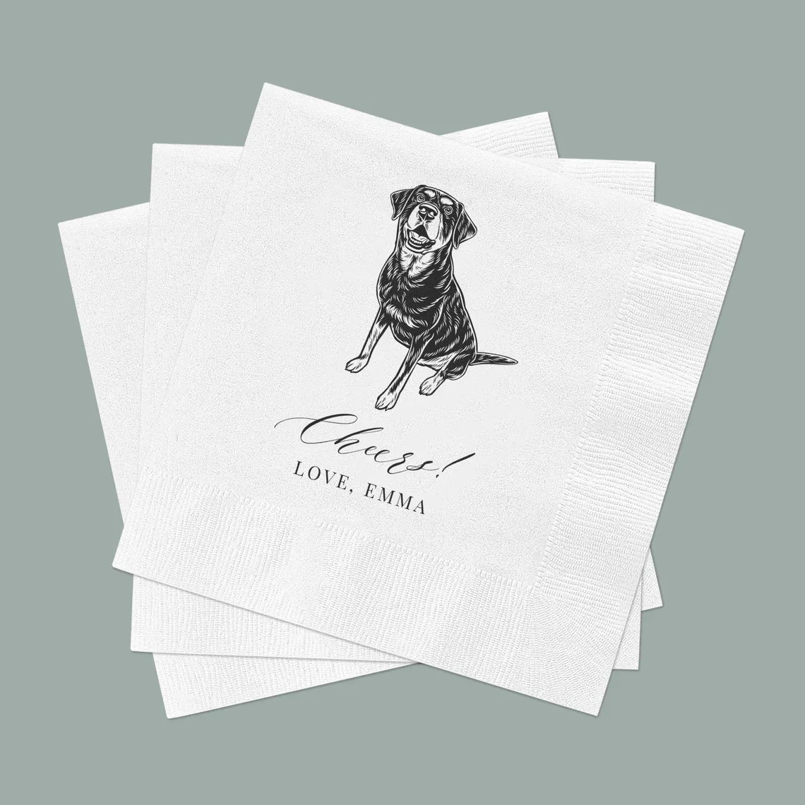 25PCS Custom Pet Cocktail Napkins for Weddings and Special Events - Personalized Wedding Napkins with Dog or Cat Illustrations