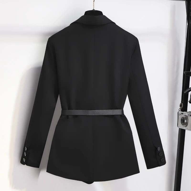 Black Coat Short Trench Coat Women Spring and Autumn New Small Senior Temperament Casual Waist Collection Suit