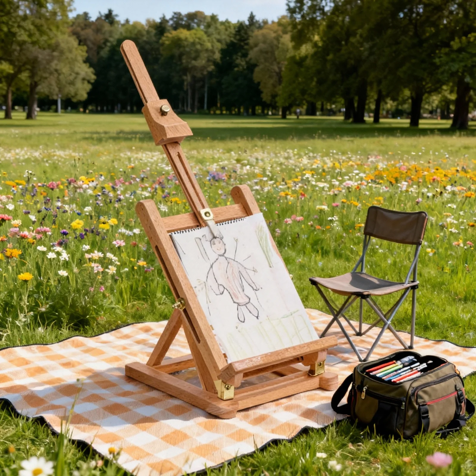 Wood Painting Easel Stand Metal Drawing Display Rack Portable Art Easel for Outdoor Sketching Classroom Painting Artist Display