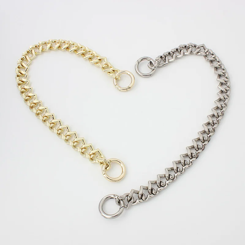 Silver Gold 30/45/60/100/120cm Heart Metal Purse Chain Strap Handbag Handles DIY Purse Replacement for Shoulder Bag Straps Chain