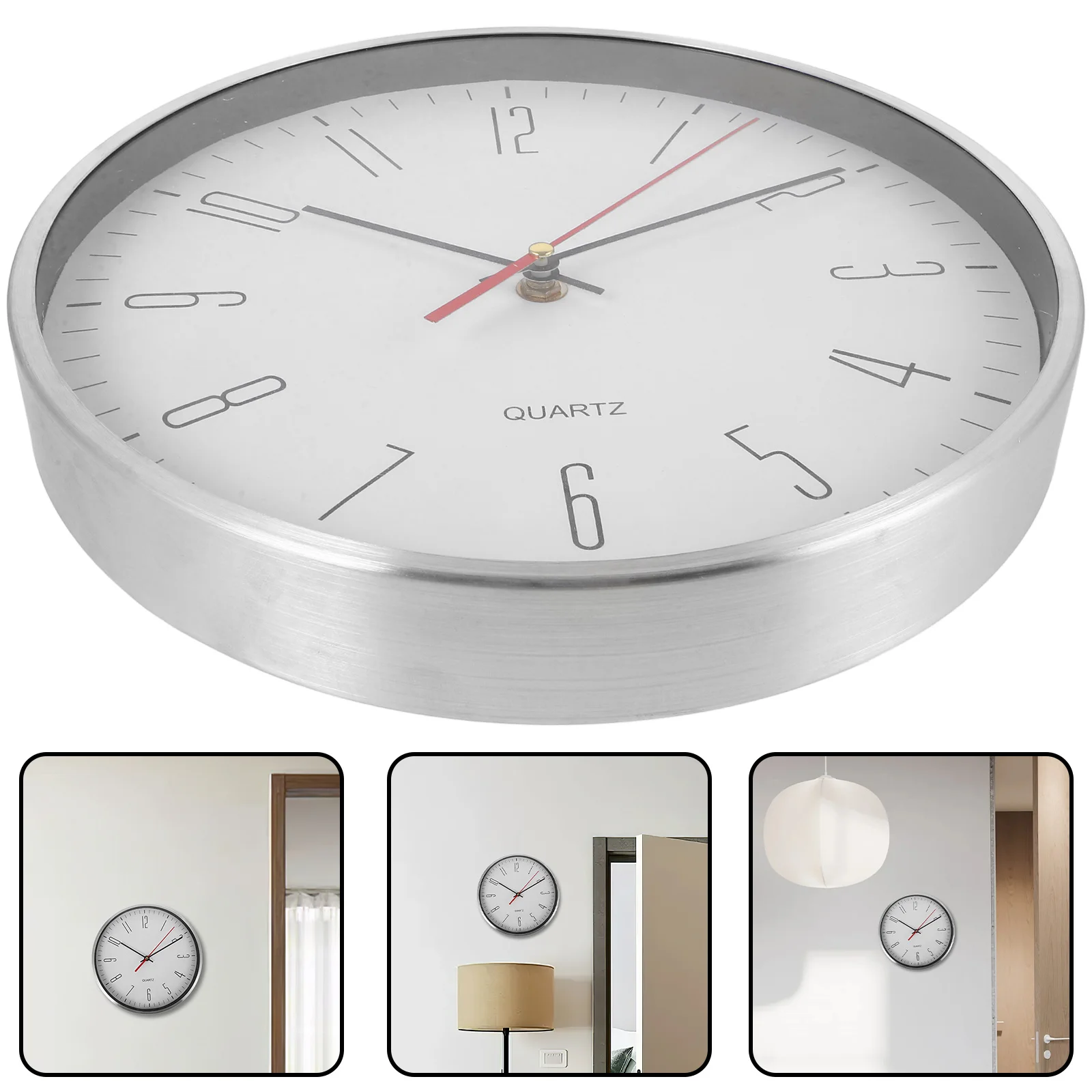 

Simple Style Round Wall Clock Bedroom Living Room Decor Mute Non Ticking Indoor Wall Clock for Home Office Classroom Guest Room