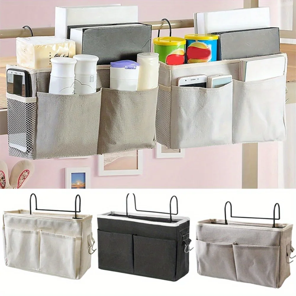 

Dorm Room Storage Hanging Organizer Bags Student Bedside Cotton Linen Hanging Basket Organizer Divine Bedside Storage Accessory