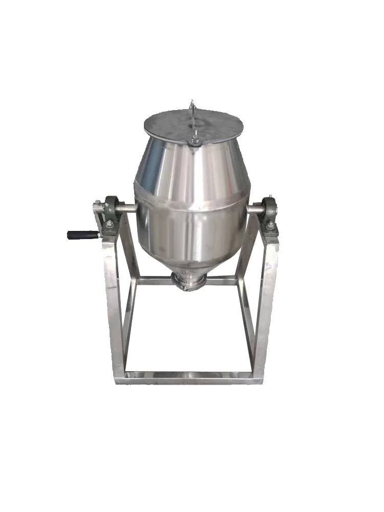 -For SUS304 Small Dry Powder Drum Mixer-Manual Mixing for Food  & Plastics-Hand-operated Commercial 5L Mixing Machine&