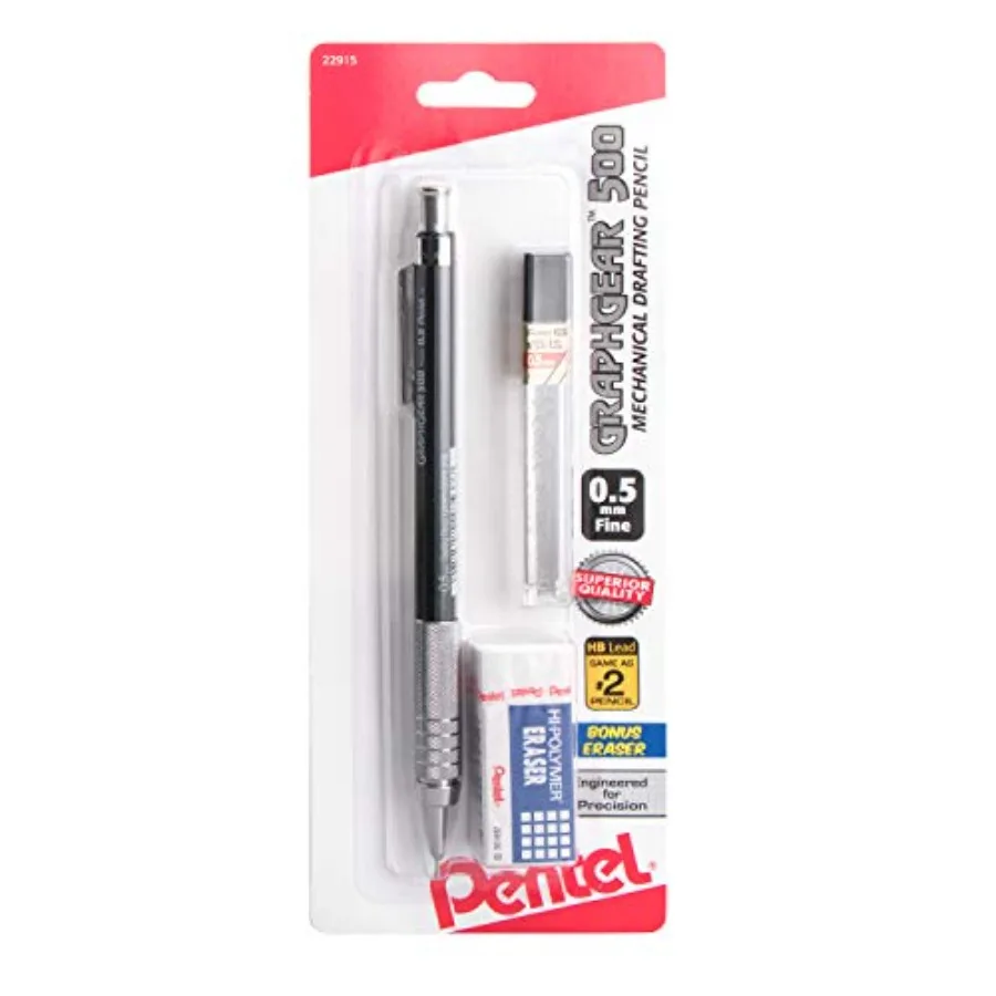 

GraphGear 500 Mechanical Drafting Pencil, 0.5mm,Fine Line, Refill Lead and Mini Eraser (PG525LEBP)