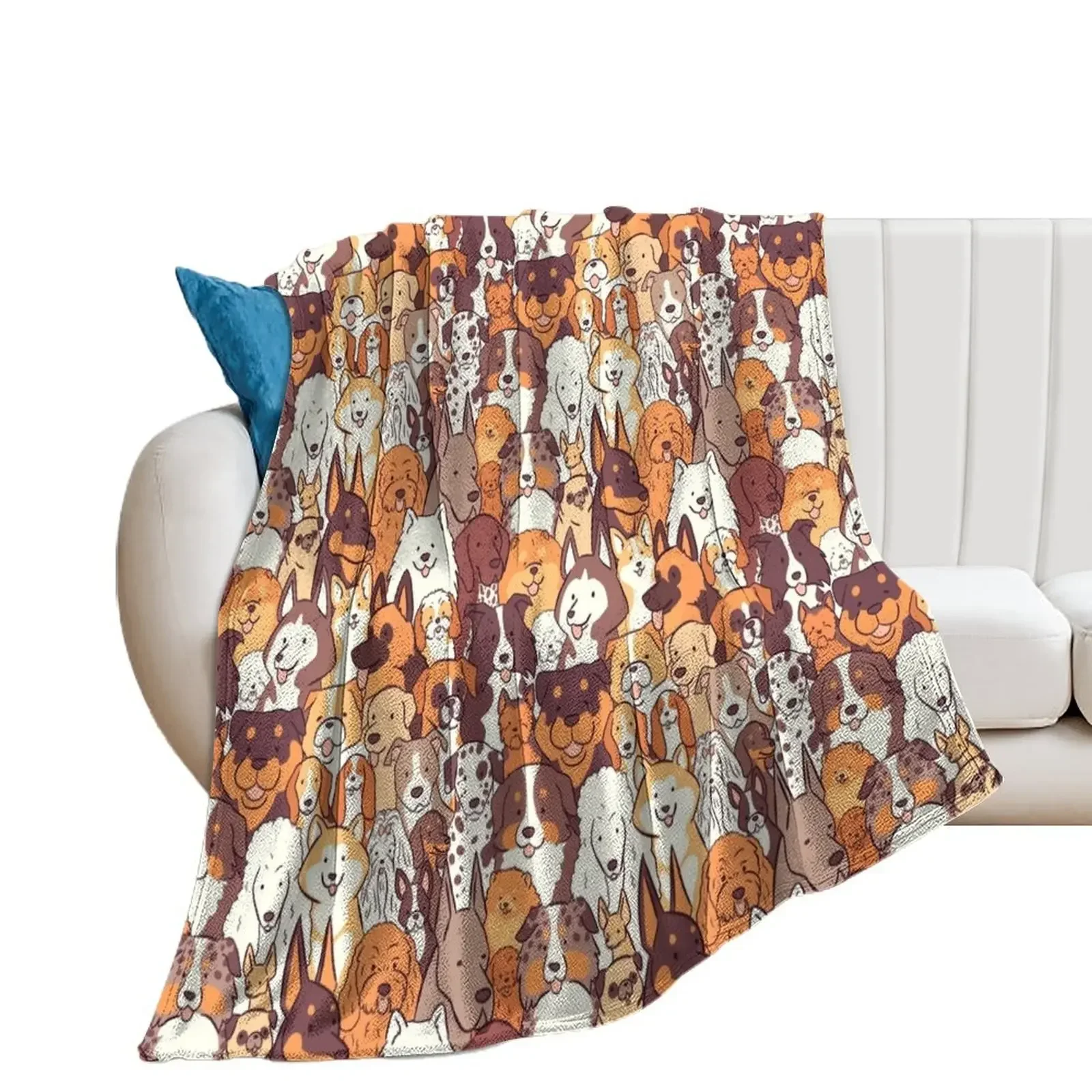 

Dogs breeds illustration pattern- top 30 dog breeds - yellow version Throw Blanket Plush Vintage blankets and throws Blankets