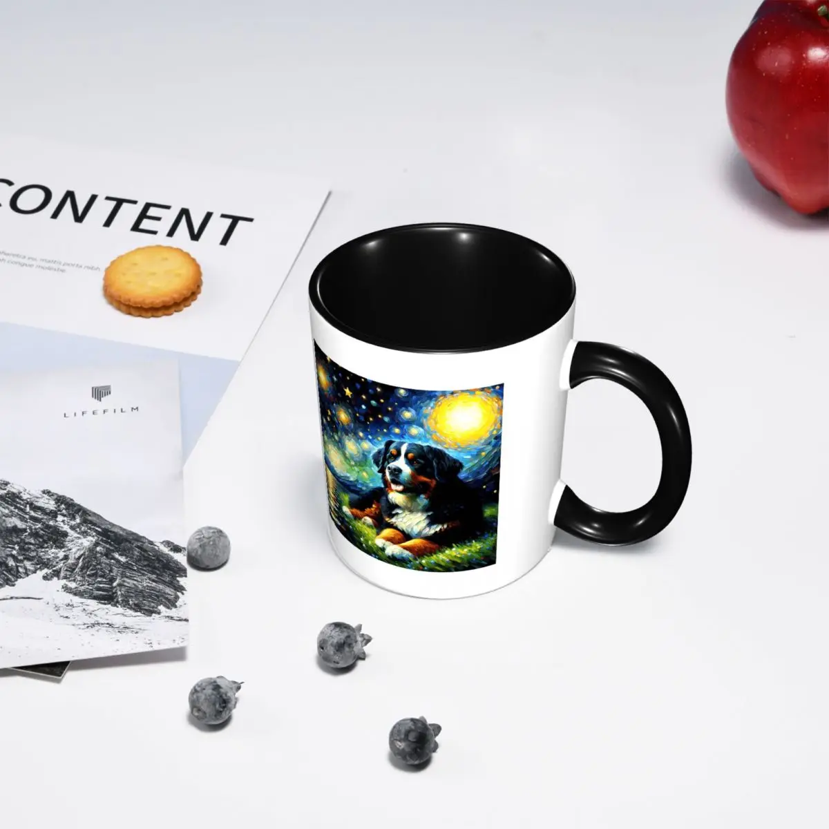 Starry Night Bernese Mountain Dog Van Gogh Lover Mug Funny Ceramic Coffee Cups Tea Mugs Milk Cup Drinkware Gift for Friends