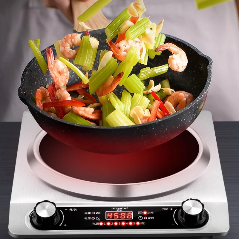 Вогнутая индукционная плита 4500 Вт, бытовая мощная жестокая пожарная кастрюля, коммерческая водонепроницаемая плита «все в одном»