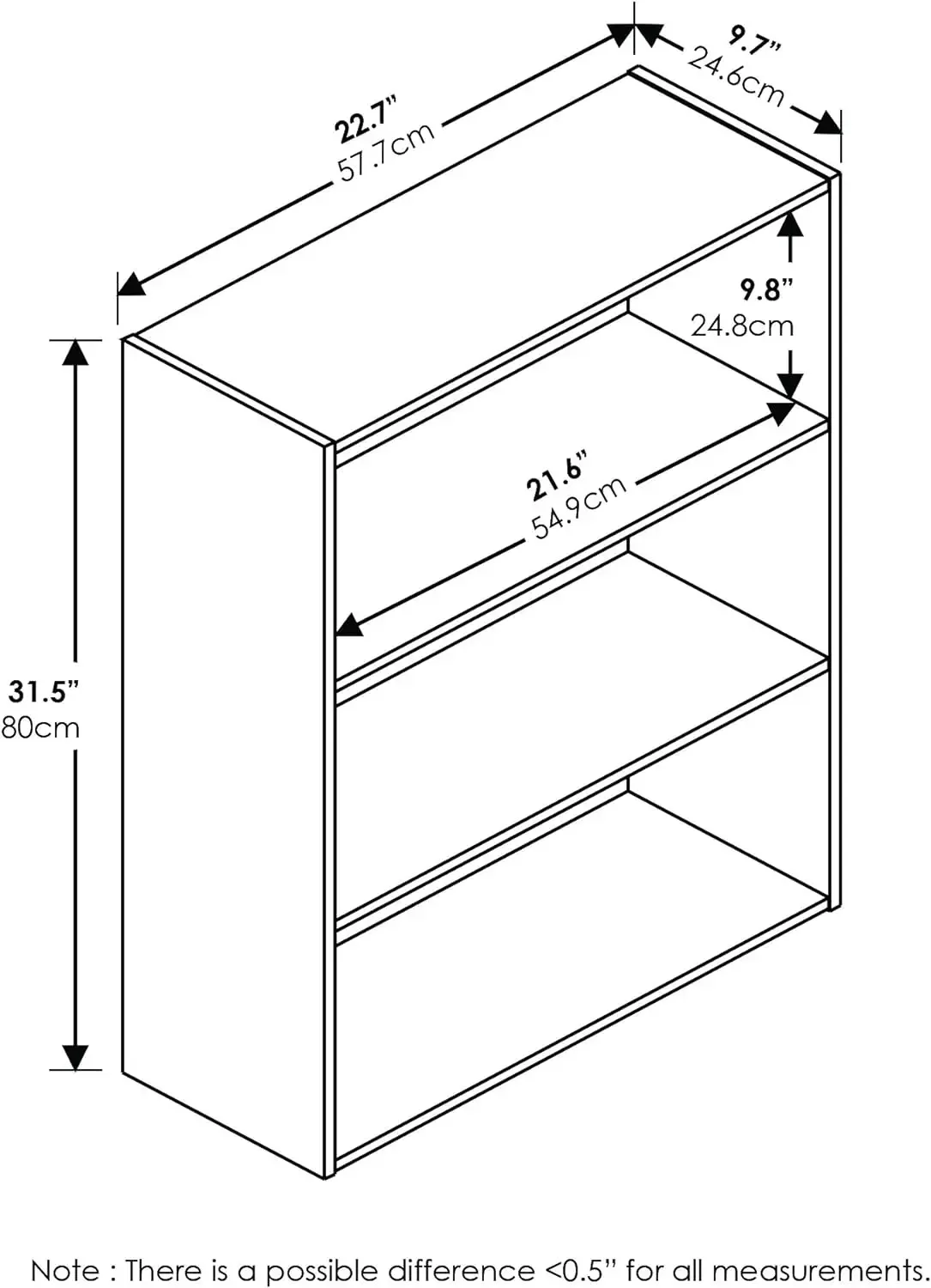 2024 NEW Pasir 3-Tier Open Shelf Bookcase, Maple Sturdy on Flat Surface. Assembly Required.