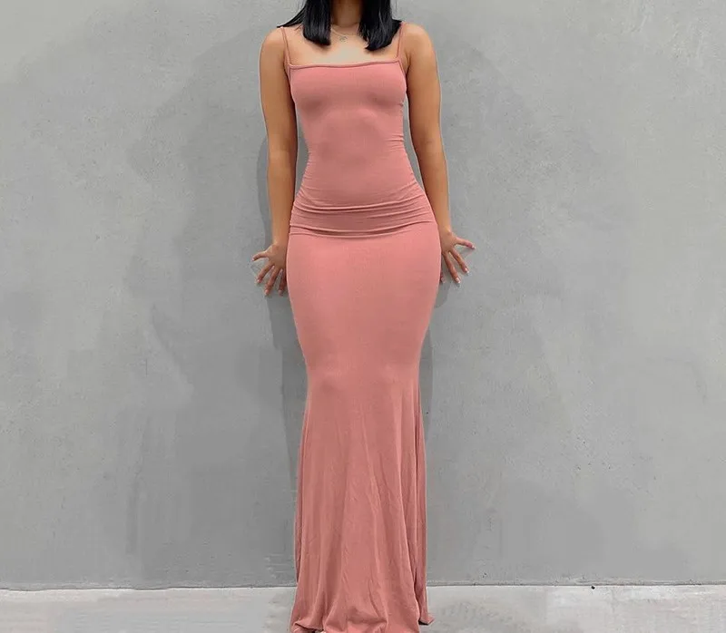 Satin Slip Sleeveless Backless Maxi Dress Women 2023 Y2K Summer Bodycon Elegant Sexy Outfits Ladies Birthday Party Club Sundress