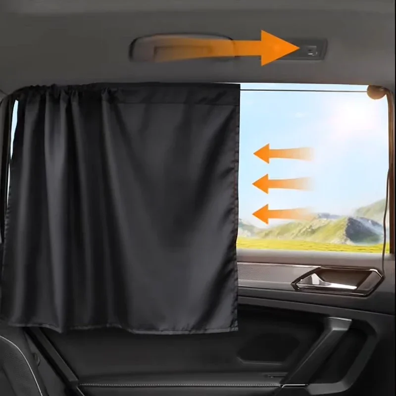 Car sunshade suction cup type car curtain sun protection and insulation side window glass shading privacy pull curtain