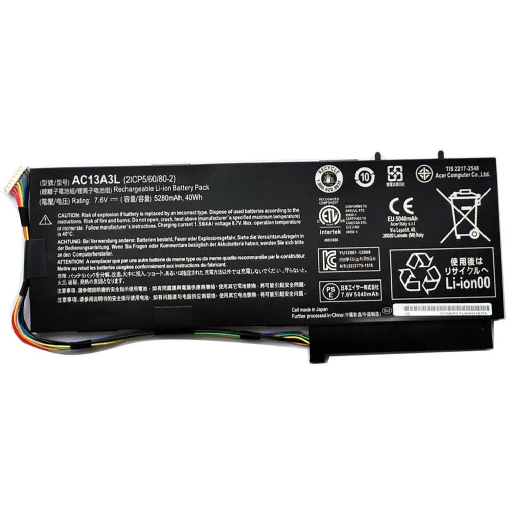 Imagem -05 - Bateria do Portátil Ac13a3l 7.6v 40w para Acer Aspire P3131 P3-171 X313 X313-e X313-m P3-171 Original Novo