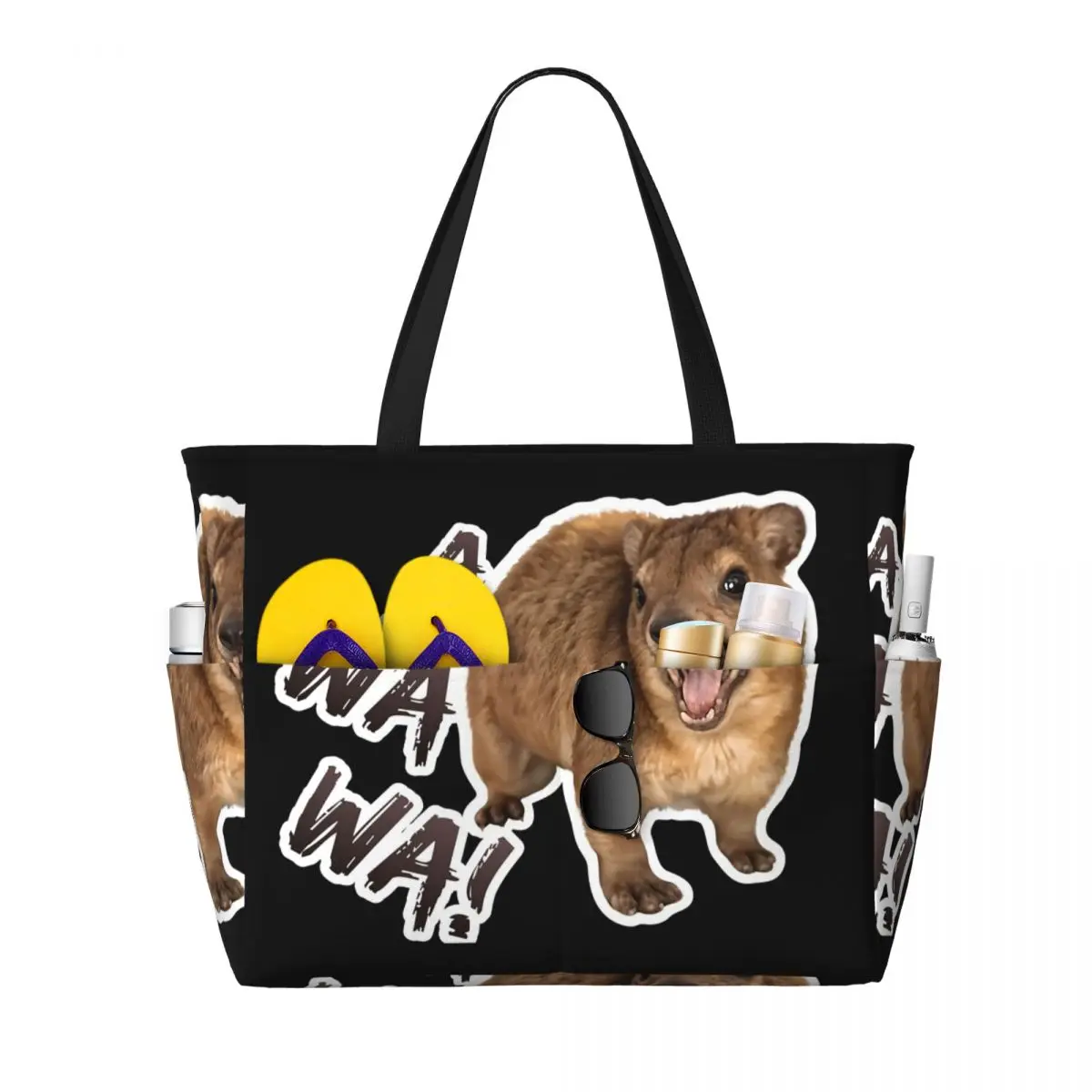 

Awawa Angry Screaming Rock Hyrax Beach Tote Bag Sport Gym Yoga Duffle Large Tote Bag Women Travel Bag Fitness bag