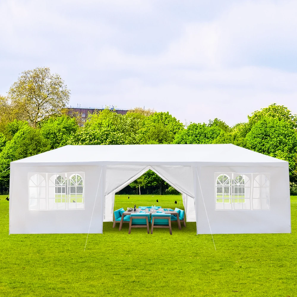 10'x30' Outdoor Party Tent met 8 verwijderbare witte zijwanden Waterdichte luifel Patio Bruiloft Gazebo