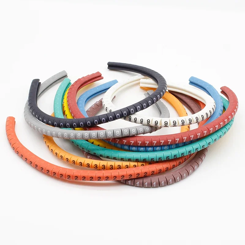500PCS EC 0 Cable Wire Marker 0 to 9 For Cable Size 0.75 1.5 2.5sqmm Colored