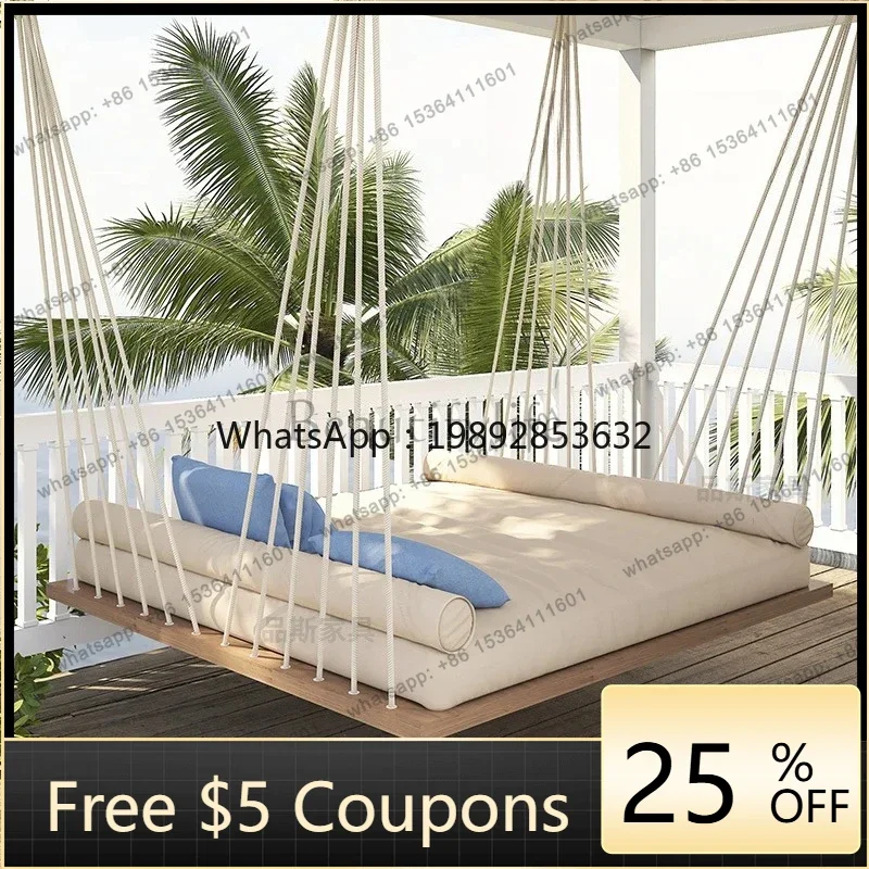 FF Outdoor swing outdoor hanging basket household solid wood single double swing indoor hammock rattan chair household