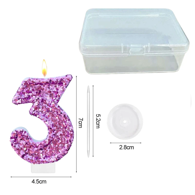 Digital Birthday Candle Purple Color Changing Creative Digital Candle Birthday Candle Decoration