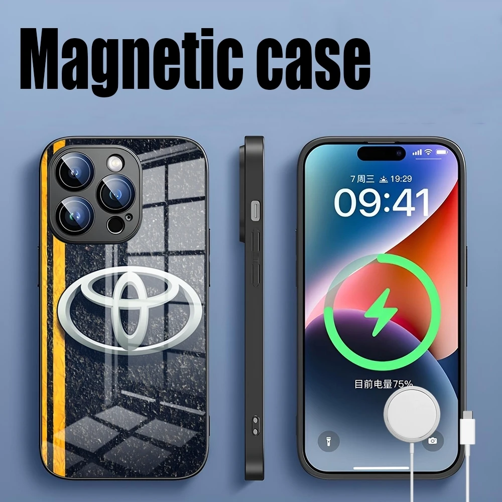 T-Toyota-Logo-Car Phone Case Magnetic Case For Iphone 15 13 12 14 11 Pro Max Mini X Xr Xs 8 Creative Concept 7 Puls 6 Macsafe Gl