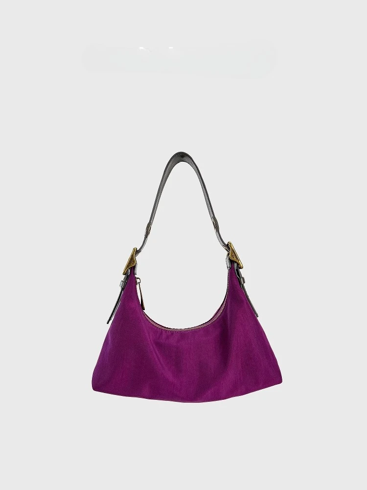 Vintage woven nylon first layer cowhide underarm messenger bag