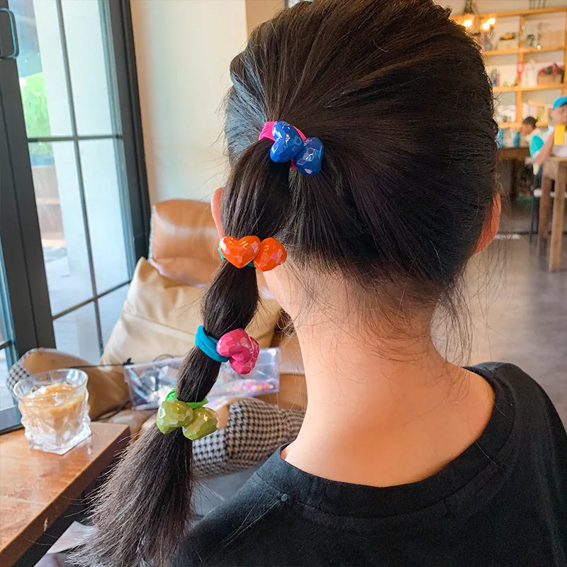 1set ikat rambut beruang hati anak bando karet rambut kelinci lucu untuk bayi perempuan tali rambut elastis aksesori rambut anak