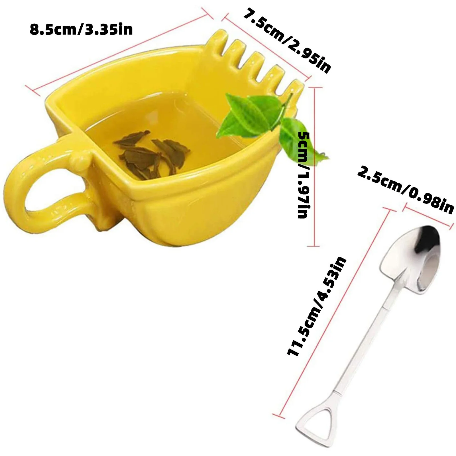 340ml Novel Ceramics Mugs Excavator Bucket Model Coffee Mug With Spade Shovel Spoon For Dessert Funny Mugs Cake Cup Gift Canecas