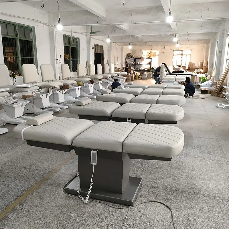 Electric Massage Bed With Metal Frame And Buff Synthetic Leather For Commercial Salon Use