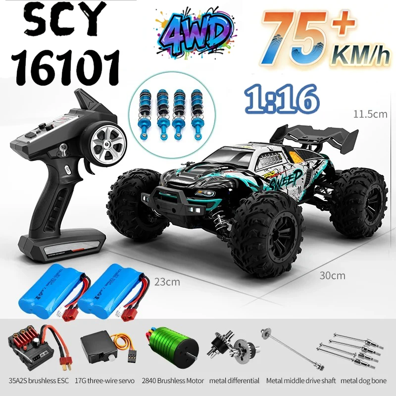 

Rc Car Off Road 4x4 High Speed 70KM/H Remote Control Car with LED Headlight Brushless 4WD 1/16 Monster Truck Toys for