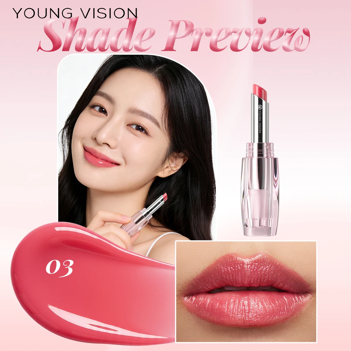 6-kleuren kristal glanzende lippenstift - hydraterende getinte lippenbalsem, glans, transparante buis, langdurige hydratatie,