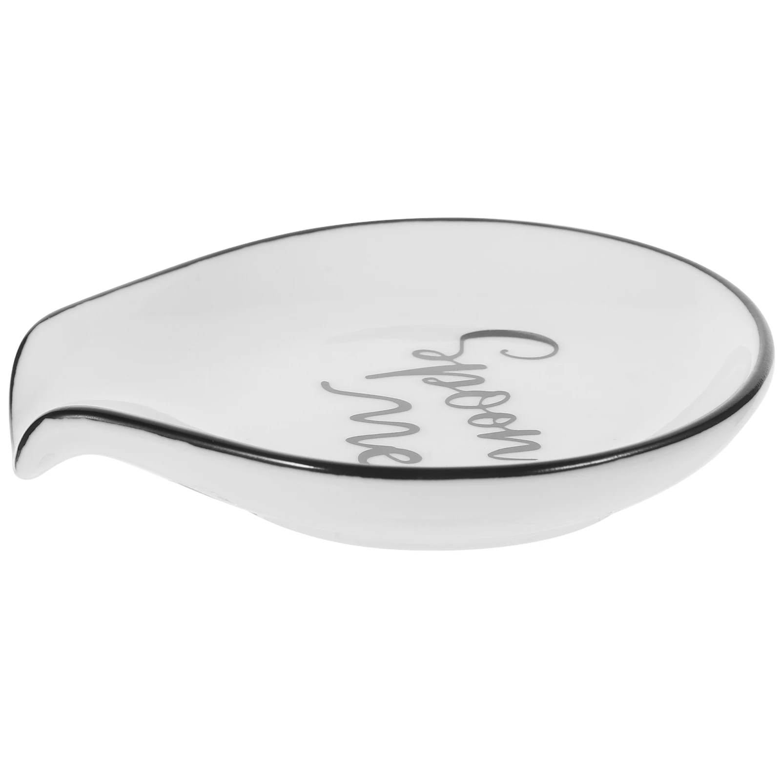 

Ceramic Spoon Rest with Black Edge Design for Kitchen Restaurant Use Smooth Scoop Holder Daily Use Spoon Rest Scoop Holder