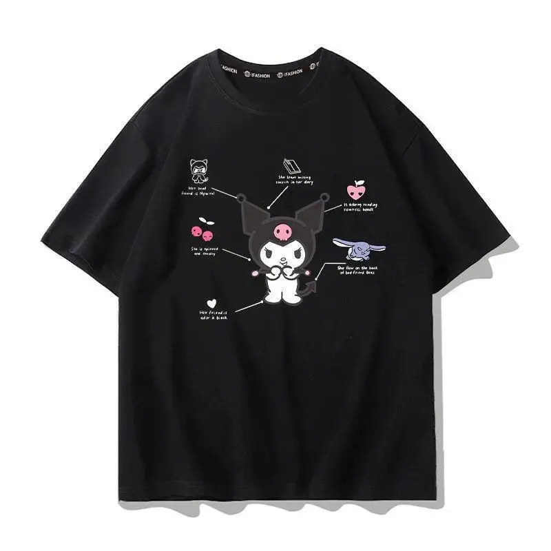Sanrio Short Sleeved T-Shirt, Pompom Purins Girls' Summer Slimming Cartoon Cute Pure Cotton Loose Fitting Clothes Leisure Tops - view 4