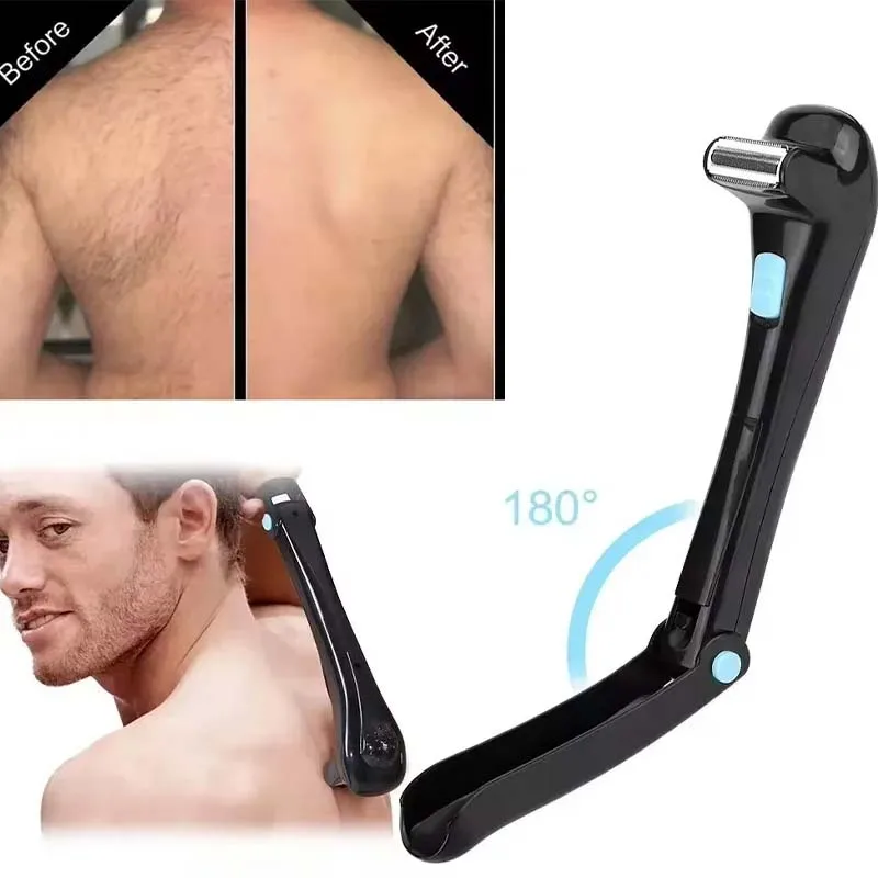 

Wholesale two-piece blade battery-powered foldable men's hair removal back and full-body shaving kit