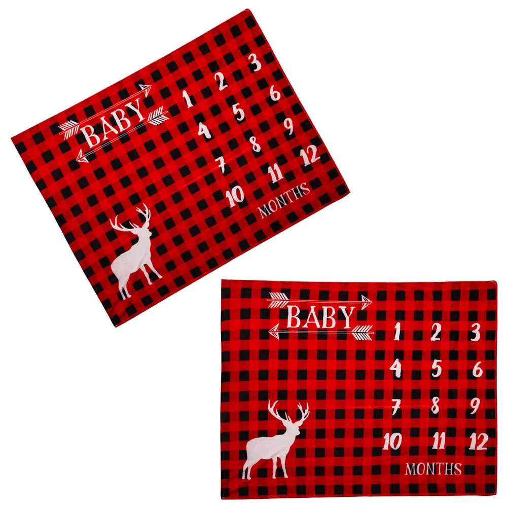 1Pcs Photography Blankets for Baby Christmas Themed Milestone Number Blanket Deer Print Easy to Use Clean Dry Perfect Newborn