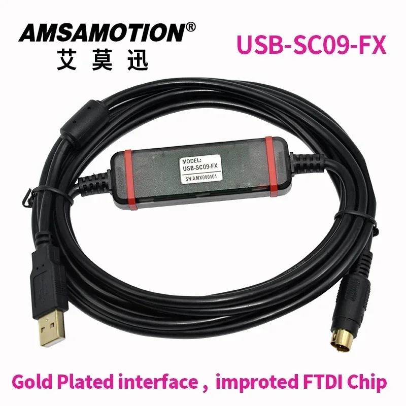

FTDI Chip Cable USB-SC09-FX Compatible with Mitsubishi For FX1N 2N 1S 3U Series PLC Programming Data Download
