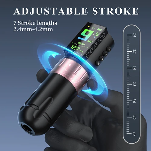 Imagen 2 del producto DM Venom-máquina de tatuaje inalámbrica de carrera de 2,4-4,2 MM, pantalla táctil grande LED, batería de 2300mAh adecuada para arte corporal permanente