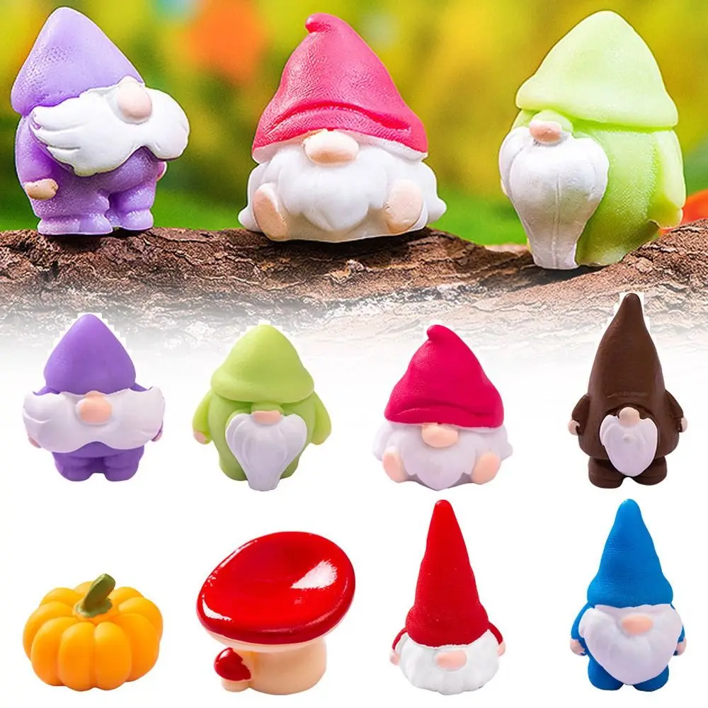 Multicolor Mini Gnome Figurines Resin Micro Landscape Garden Elf Moss Terrarium Painted Desktop Knick-knack Easter Christmas