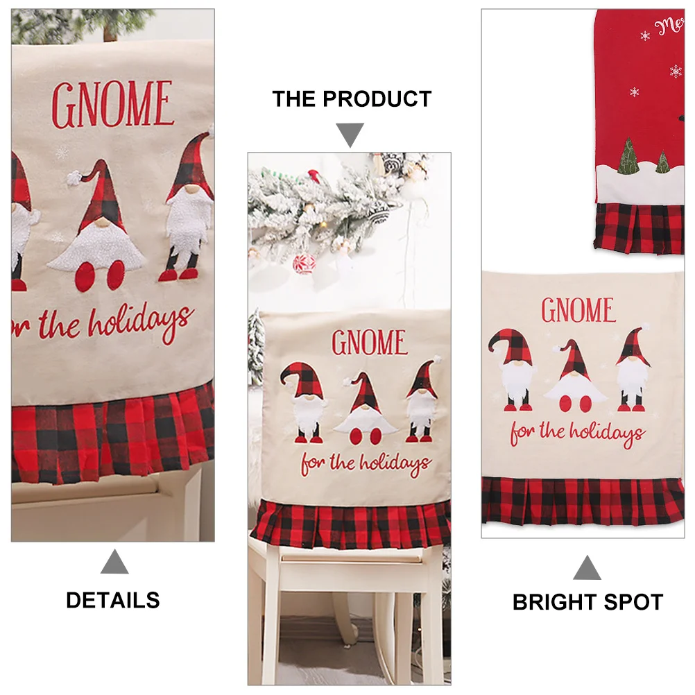 

Plaid Chair Cover Seat Protector Back Slipcover Letter Christmas Lovely Beige Supplies
