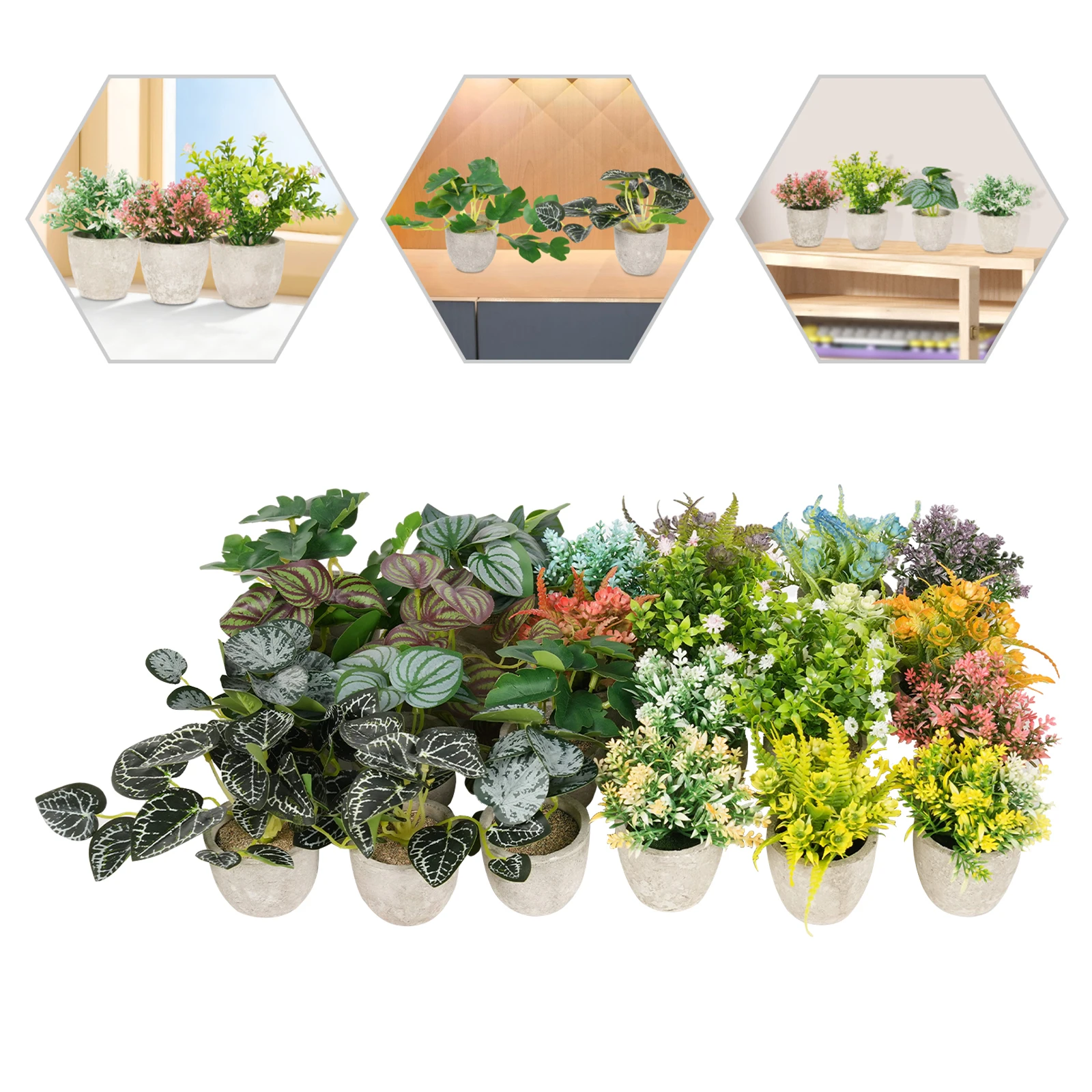 24pcs Mini Green Plant Pulp Pots Set, Desktop Decor, Artificial Flower Planters