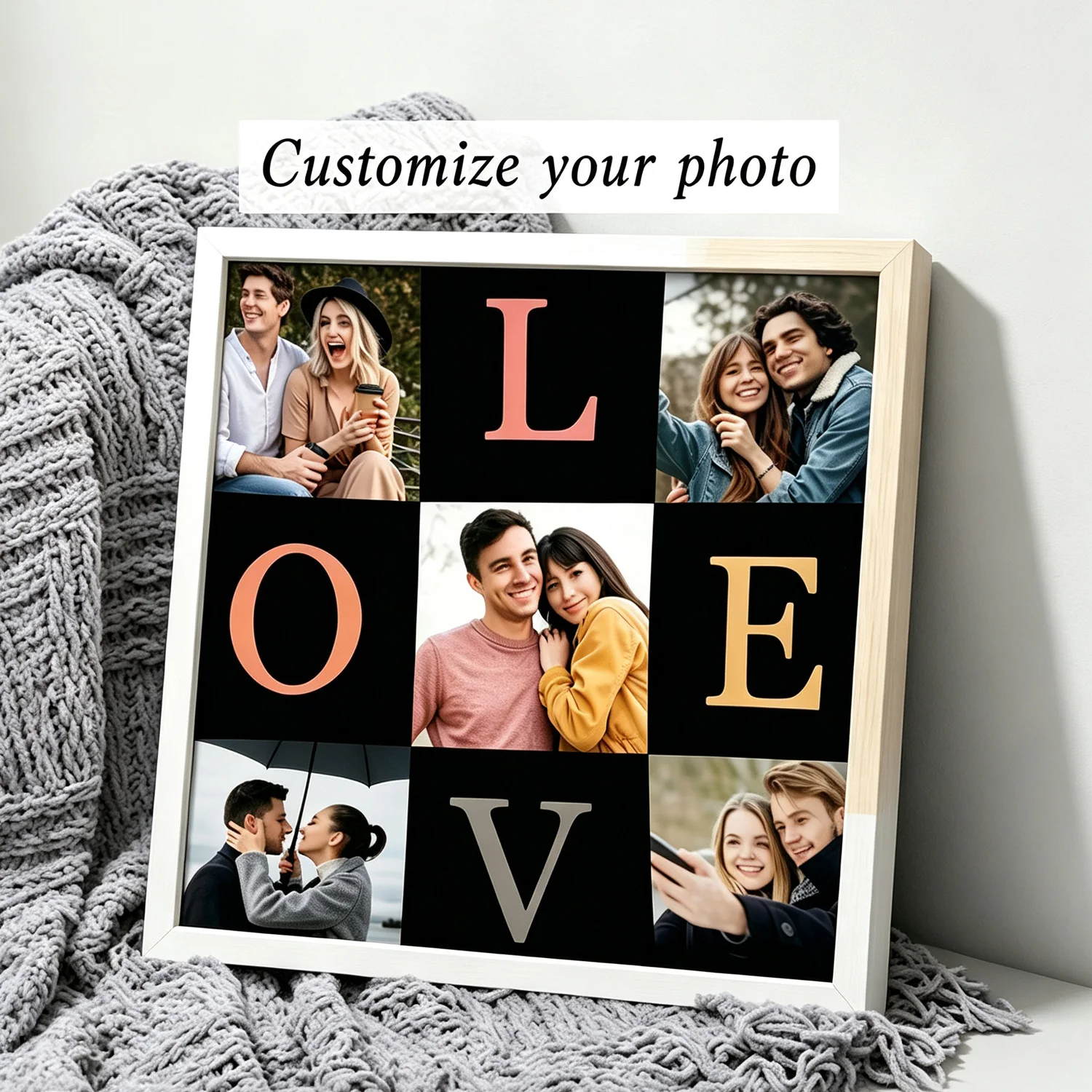 Create LOVE Collage With Multiple Photos, Custom Personalized Photo Frame, Romantic Decor, Ideal Gift Choice For Couples