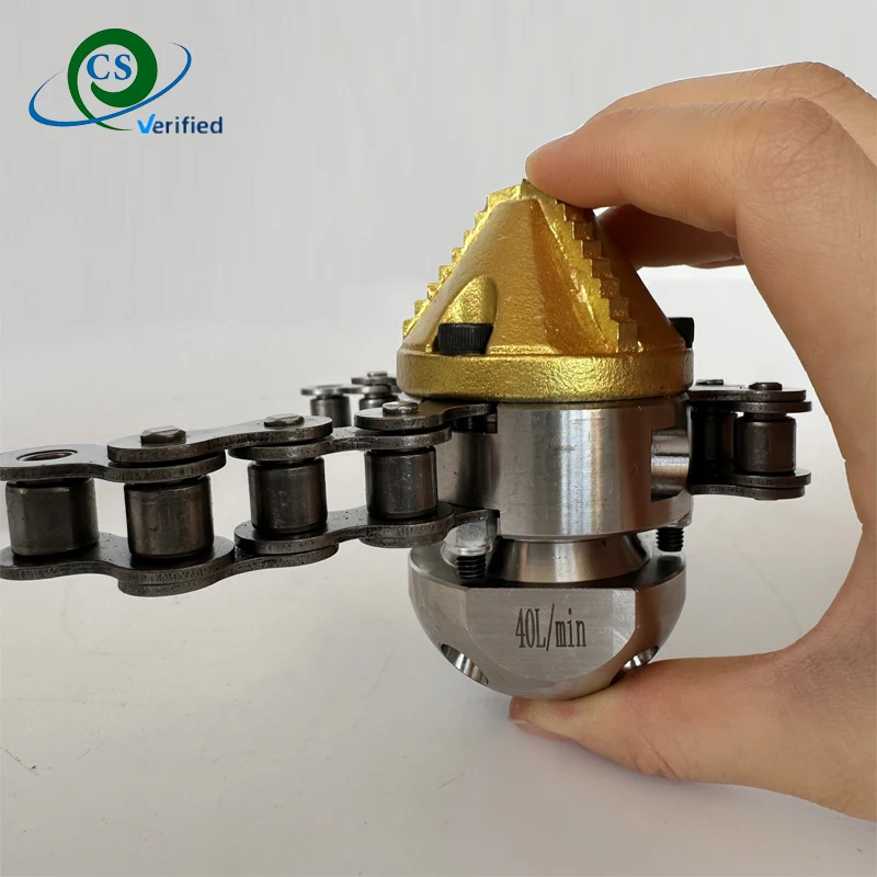 G1/2 High pressure pipeline dredging cleaning diamond nozzle 40L Rope Chain Sling sewer 360° Rotary nozzle with Chain cutting