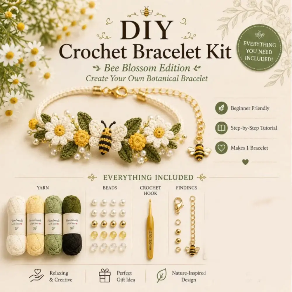 Handmade Botanical Bracelet Kit Forest Floral DIY Nature-Inspired Jewelry Making Set Relaxing Beginner Friendly