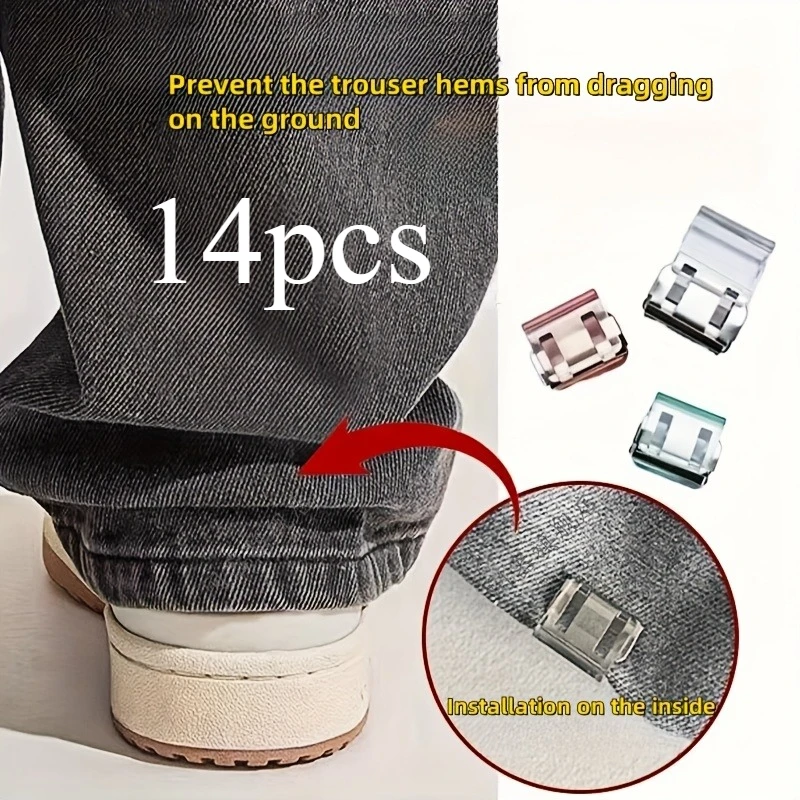 14pcs Invisible trouser leg fastener  Seamless invisible snap closure design, preventing dragging and tripping, durable material